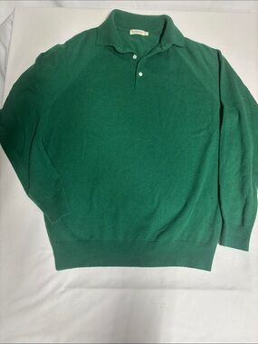 Suitsupply Men’s L Wool Cashmere Polo Sweater Green 70% Wool 30% Cashmere